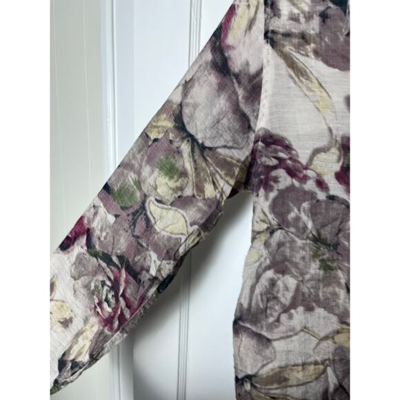 Soft Surroundings Floral Purple Western Long Sleeve Flowy Boho Tunic Top Small - Picture 3 of 7